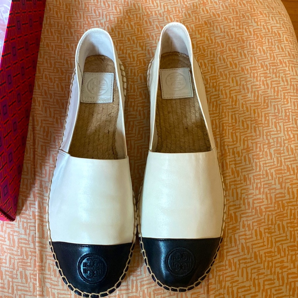 Tory Burch color block espadrille flats size 10